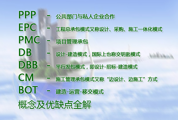 【最全】PPP、EPC、PMC、DB、DBB、CM、BOT概念及優(yōu)缺點全解